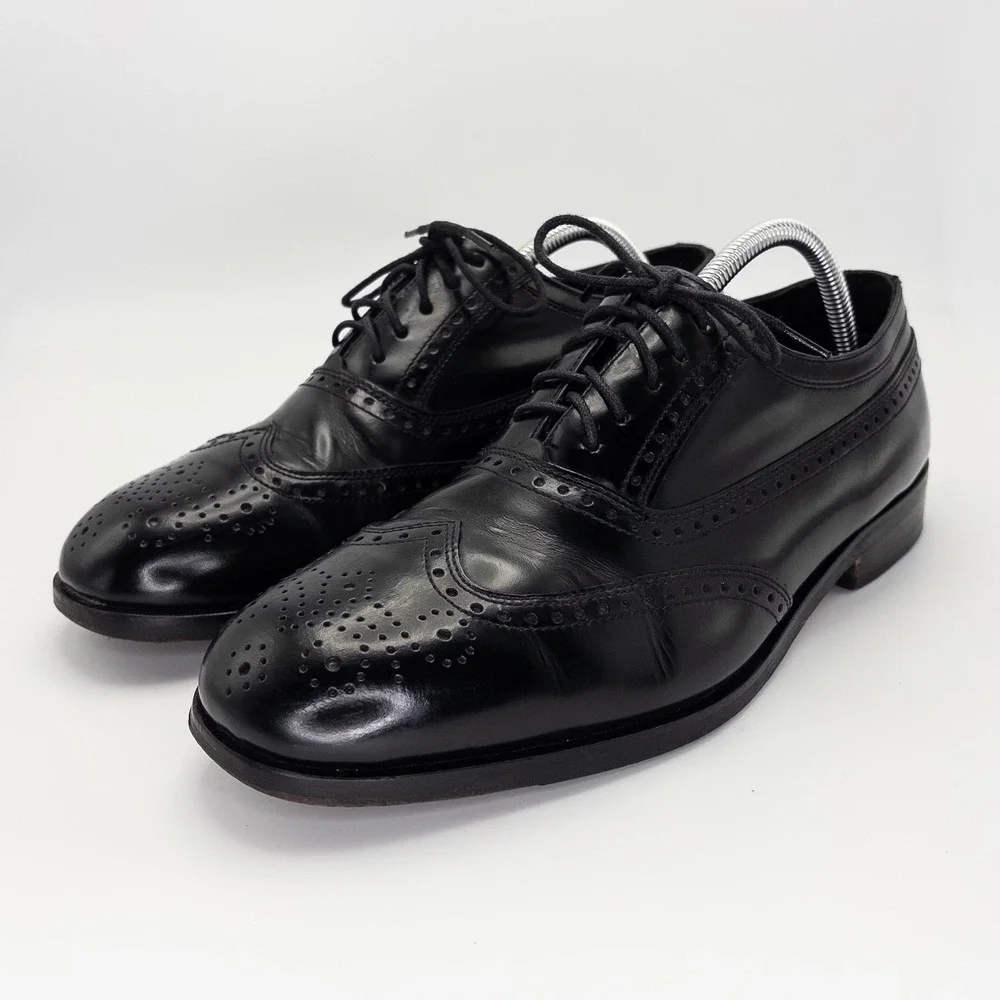 Nunn Bush Men's 10.5M Black Leather Wingtip Oxford Dress Shoes Brogue